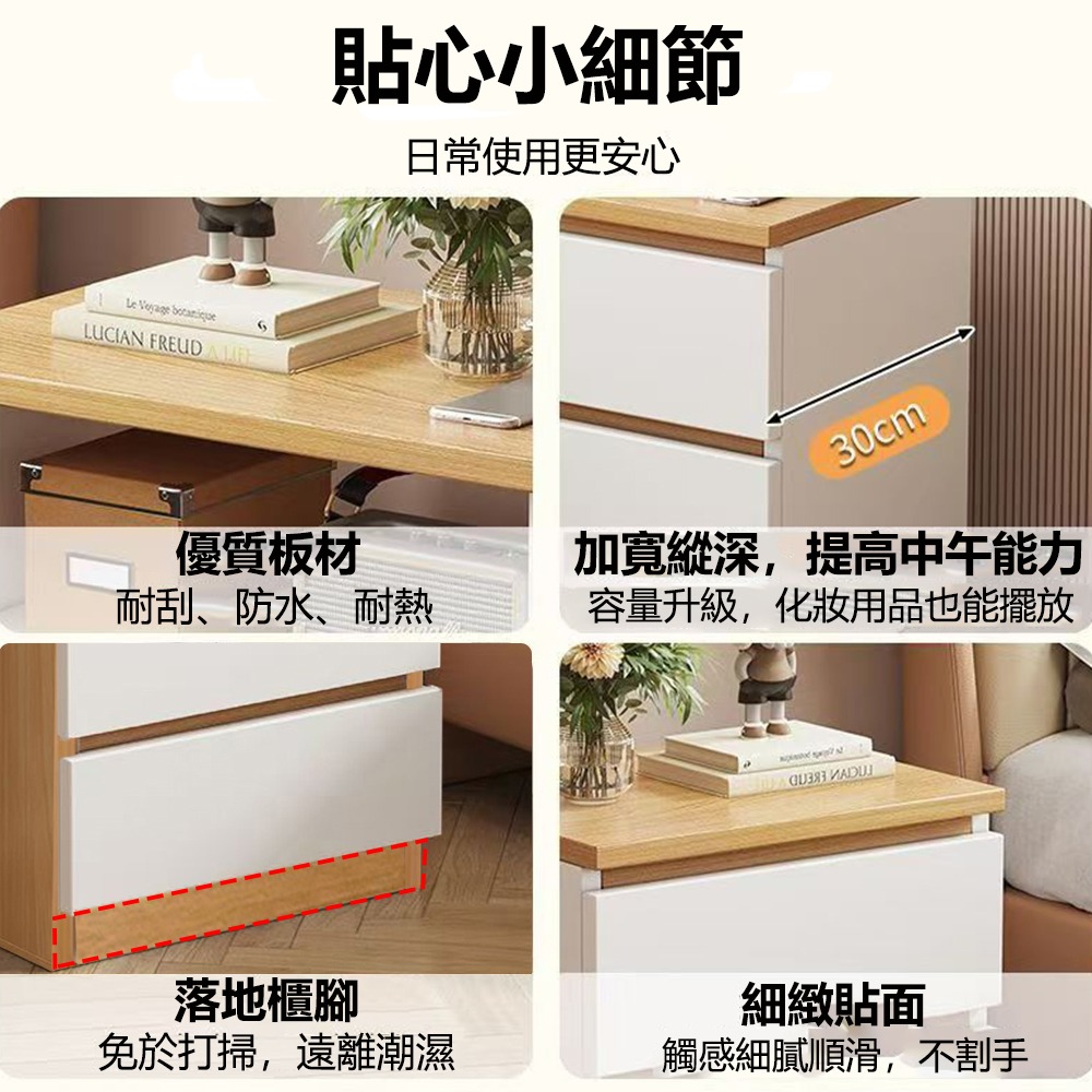 【台灣現貨 433】 北歐床頭櫃 三層斗櫃 床邊櫃 收納櫃 抽屜櫃 小櫃子 床邊桌 免運 可貨到付款-細節圖7