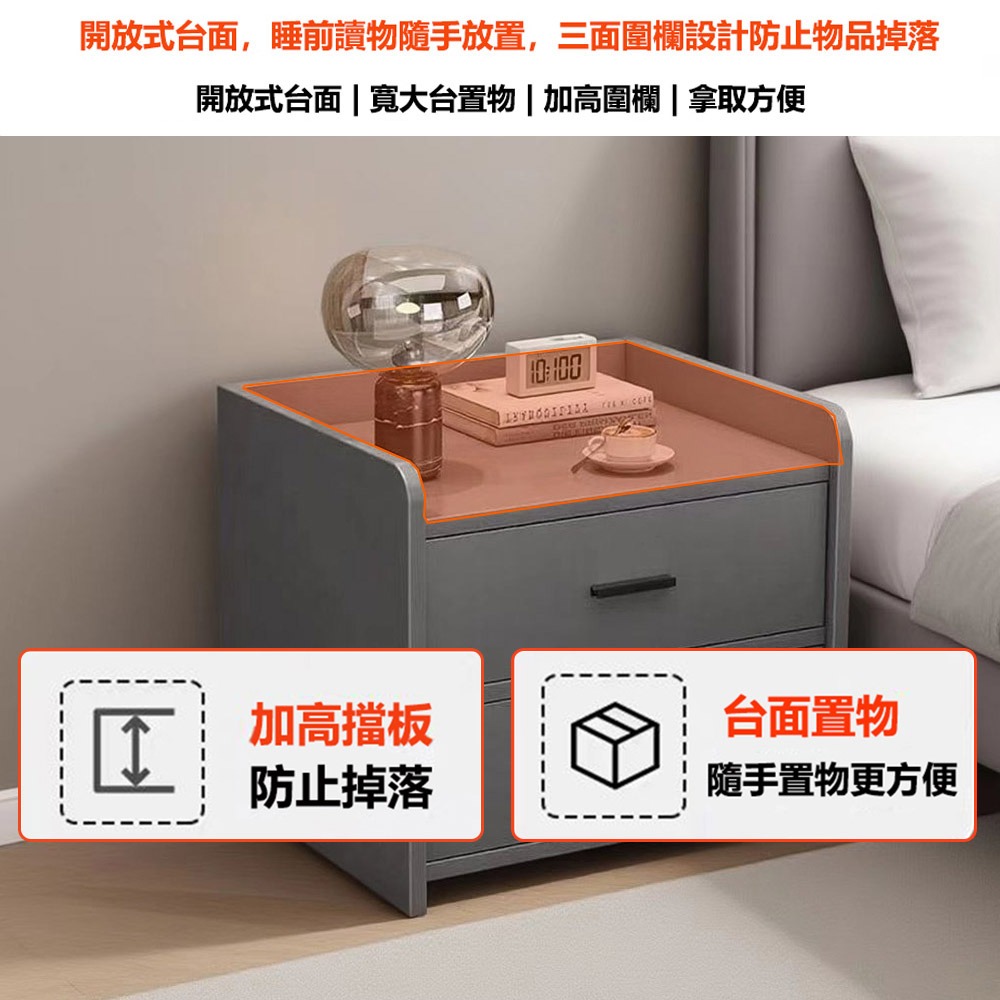 【E家工廠163】40公分雙抽床頭櫃 床邊桌 抽屜櫃 床頭櫃收納 床邊收納櫃 臥室收納櫃 小櫃子 免運-細節圖6
