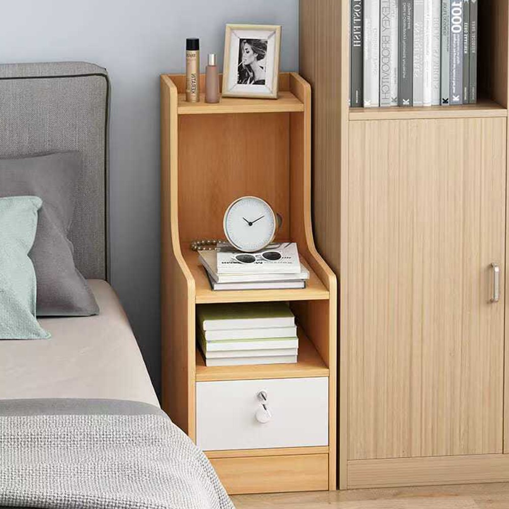 【E家工廠099】床頭櫃 床邊桌 抽屜櫃 置物架 收納床頭櫃 收納櫃 置物櫃 帶層架床頭櫃 臥室收納櫃 免運-細節圖2