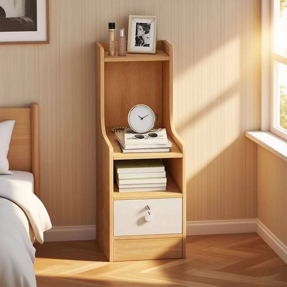 【E家工廠099】床頭櫃 床邊桌 抽屜櫃 置物架 收納床頭櫃 收納櫃 置物櫃 帶層架床頭櫃 臥室收納櫃 免運-細節圖3