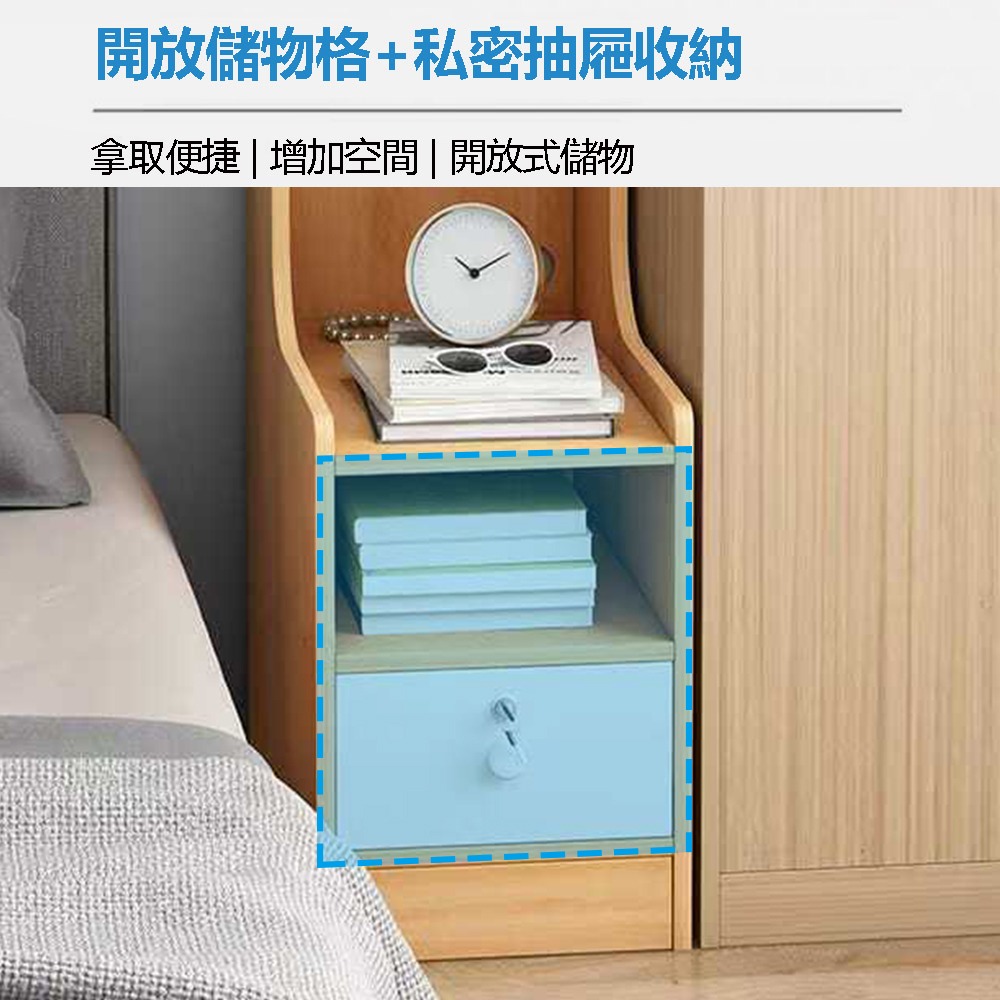 【E家工廠099】床頭櫃 床邊桌 抽屜櫃 置物架 收納床頭櫃 收納櫃 置物櫃 帶層架床頭櫃 臥室收納櫃 免運-細節圖5
