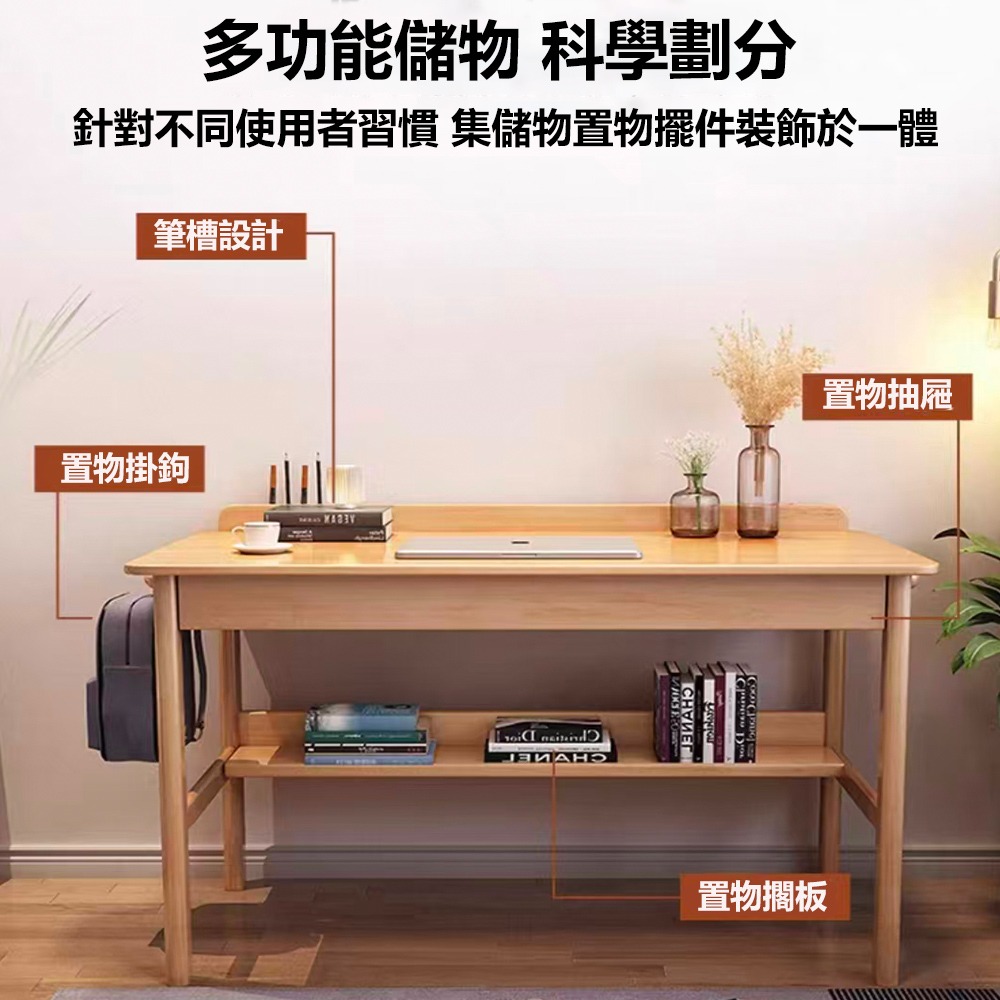 【E家工廠008】全實木書桌 80公書桌電腦桌 櫃體整裝僅需裝腳 學生桌 工作桌 抽屜收納 免運-細節圖3