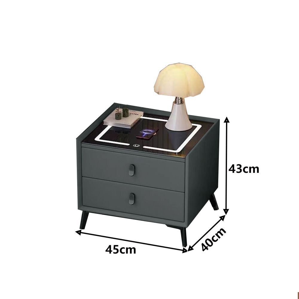 【E家工廠217】免組裝智能床頭櫃 帶無線充電 多功能床邊櫃 抽屜櫃 臥室床頭櫃 45公分雙抽床頭櫃 免運-細節圖9