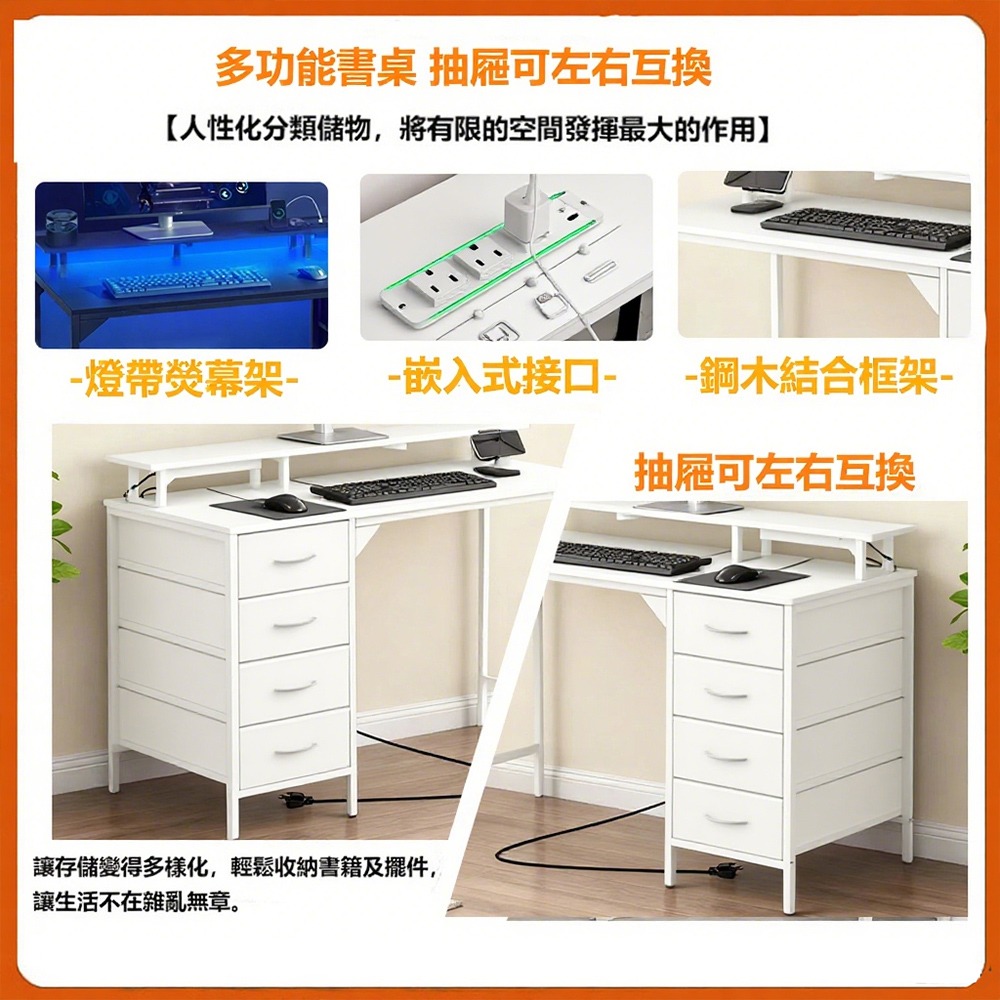 【E家工廠193】書桌 電腦桌 120公分書桌 工作桌 書桌帶抽屜 組裝簡單 書桌收納 學習桌 免運-細節圖5