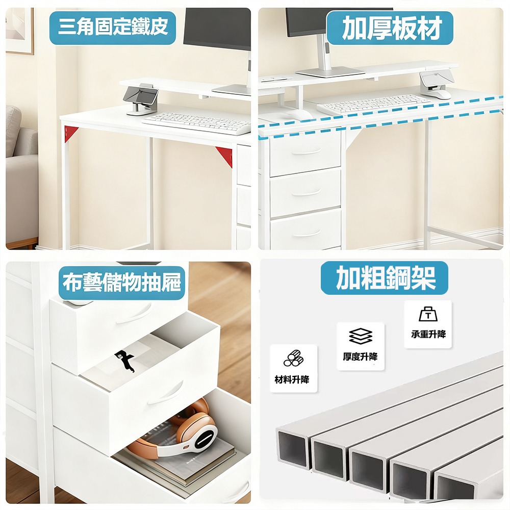 【E家工廠193】書桌 電腦桌 120公分書桌 工作桌 書桌帶抽屜 組裝簡單 書桌收納 學習桌 免運-細節圖6