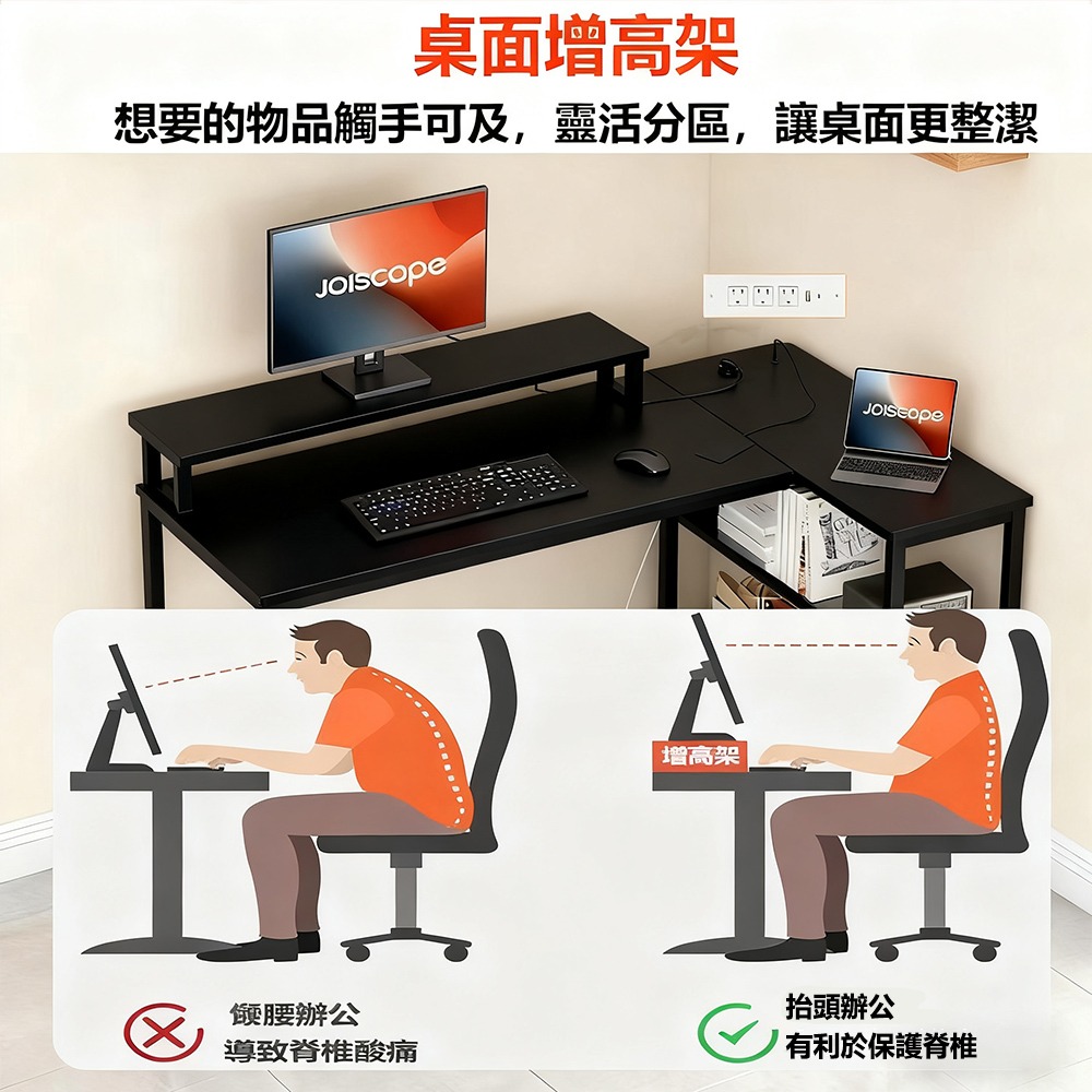 【E家工廠228】書桌 電腦桌 轉角桌 L形桌110公分書桌 工作桌 書桌帶熒幕架 組裝簡單 辦公桌 學習桌 免運-細節圖6