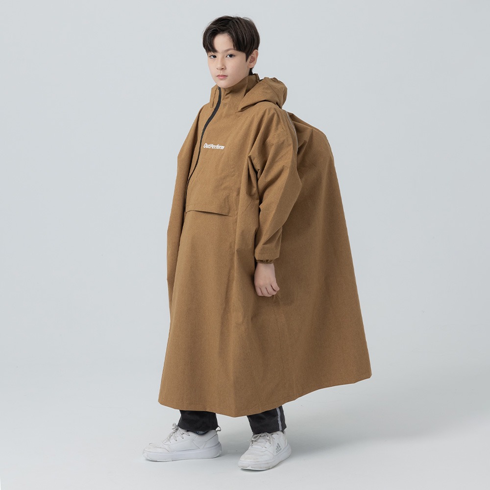 【奧德蒙直營】背包款ACE兒童半斜開雙拉鍊防水透氣連身式雨衣-Outperform-細節圖3