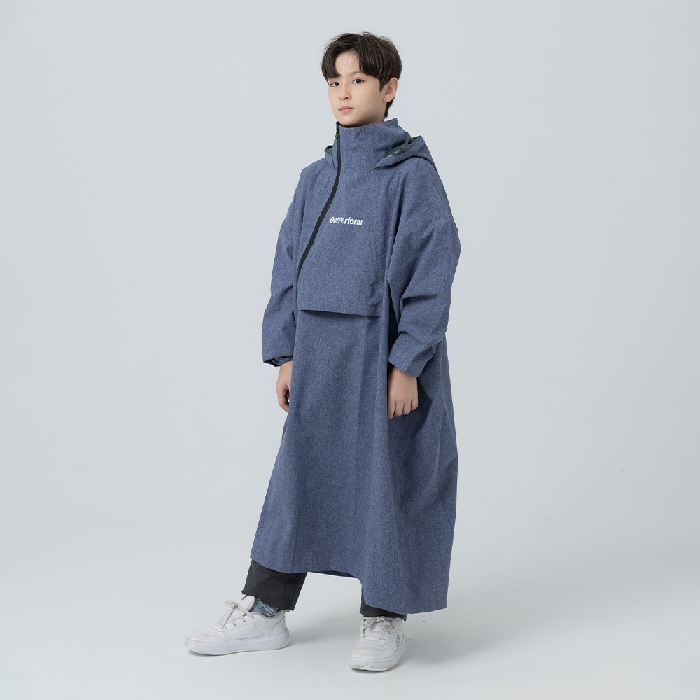 【奧德蒙直營】背包款ACE兒童半斜開雙拉鍊防水透氣連身式雨衣-Outperform-細節圖4