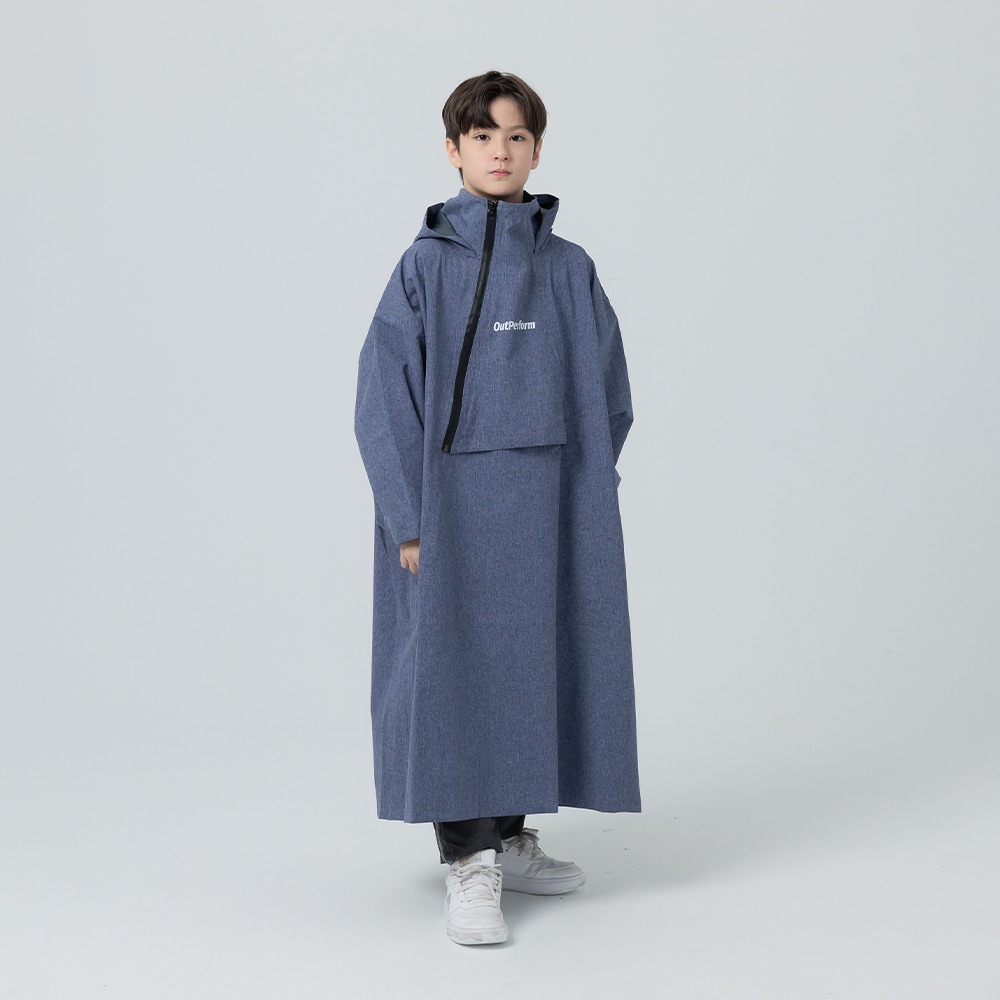 【奧德蒙直營】背包款ACE兒童半斜開雙拉鍊防水透氣連身式雨衣-Outperform-細節圖5