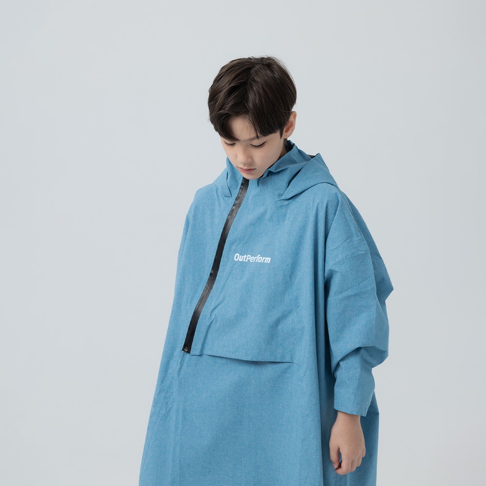【奧德蒙直營】背包款ACE兒童半斜開雙拉鍊防水透氣連身式雨衣-Outperform-細節圖11