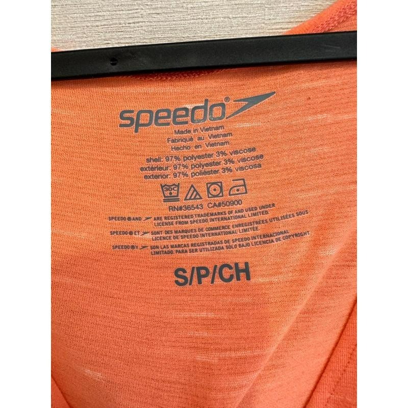 Speedo 女 螢光橘一件式短袖罩衫短褲 size S-細節圖3
