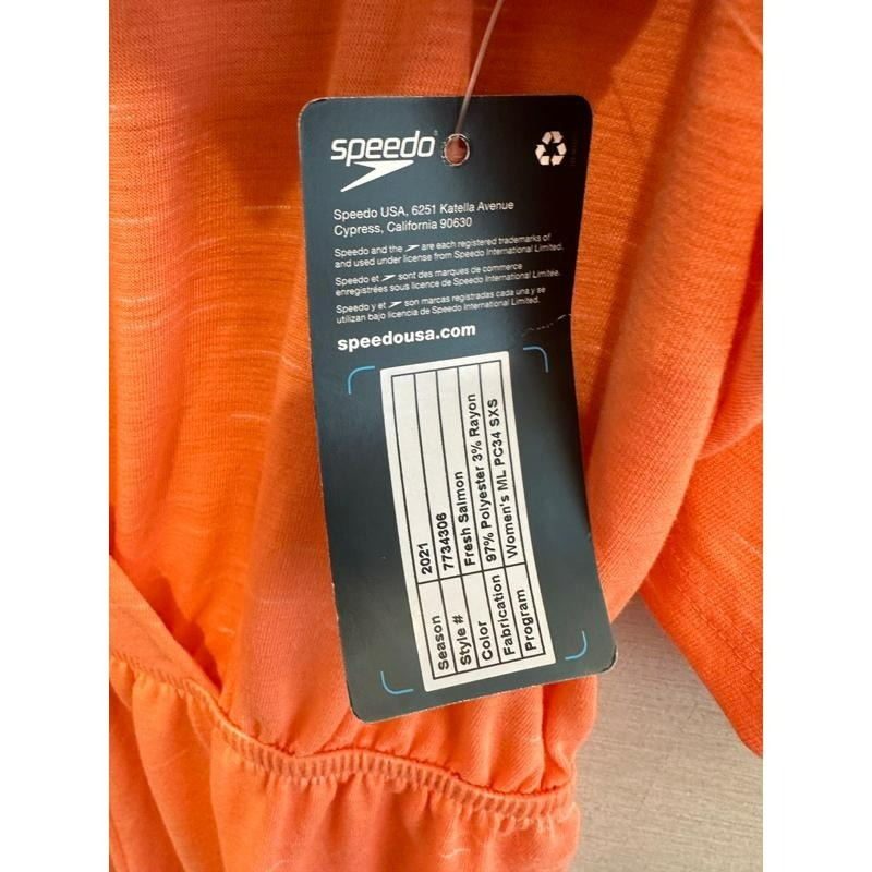 Speedo 女 螢光橘一件式短袖罩衫短褲 size S-細節圖4