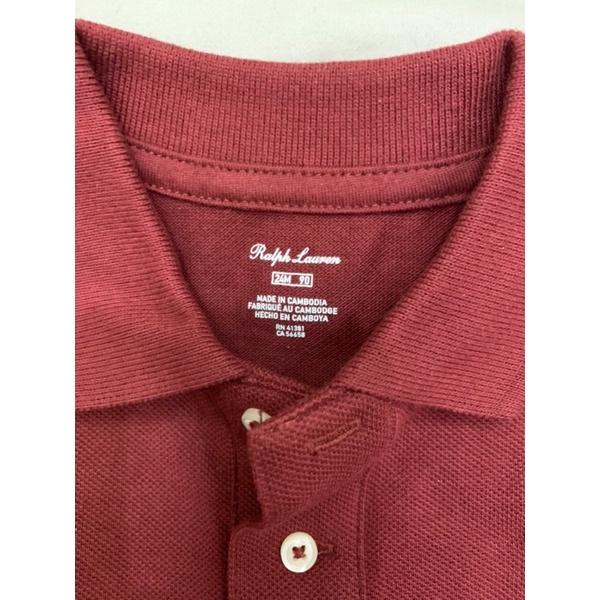 Ralph Lauren 短袖酒紅色polo衫 size 24M 90cm-細節圖4