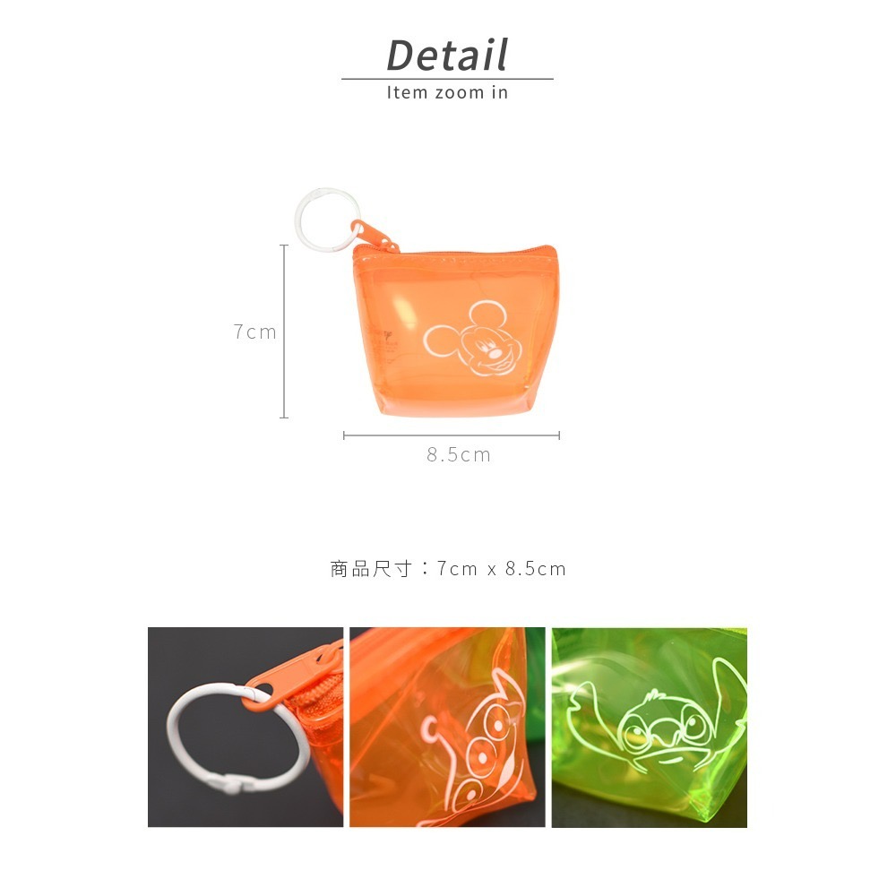 迪士尼 繽紛螢光果凍梯形零錢包 米奇 三眼怪 史迪奇-細節圖2