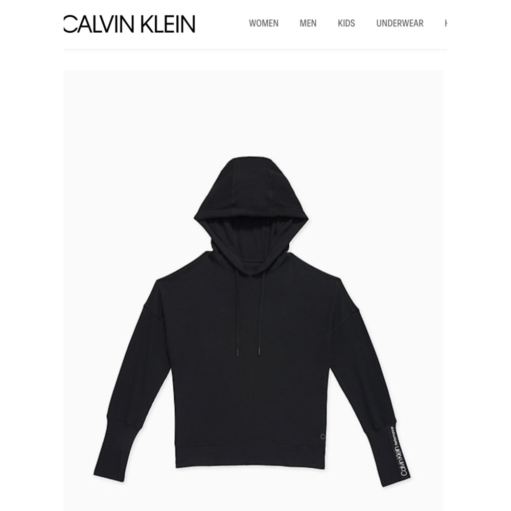 <二手> Calvin Klein CK 黑色長袖高領華夫格帽T size XS/L-細節圖8