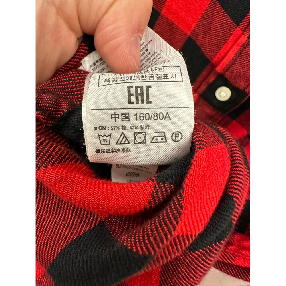 <二手> GAP 長袖紅黑格襯衫 size XXS-細節圖4