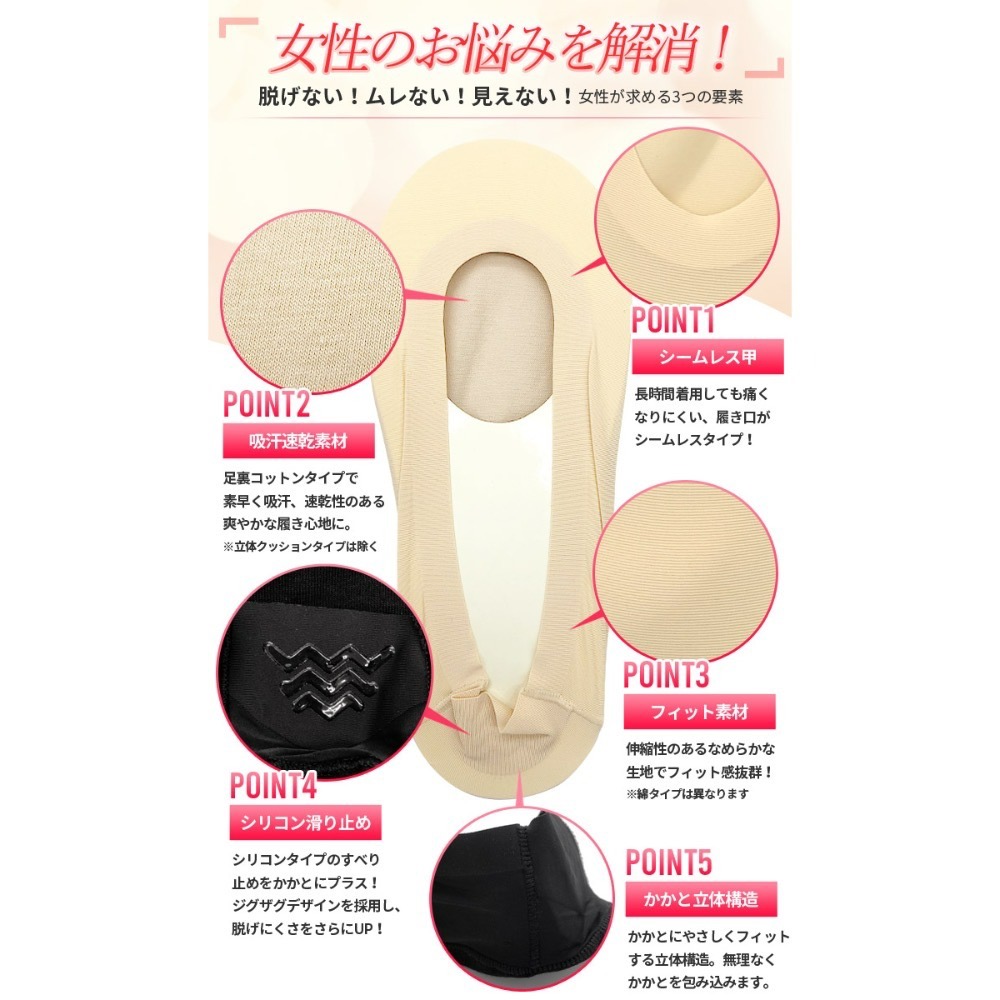 日本 扁平足適用 隱形襪 膚色 足弓加強 止滑不易脫落 23-25公分-細節圖5