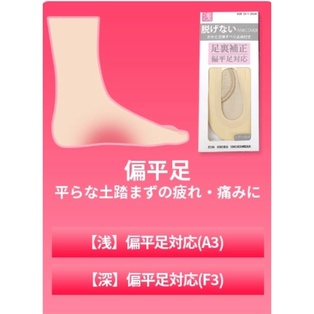 日本 扁平足適用 隱形襪 膚色 足弓加強 止滑不易脫落 23-25公分-細節圖7