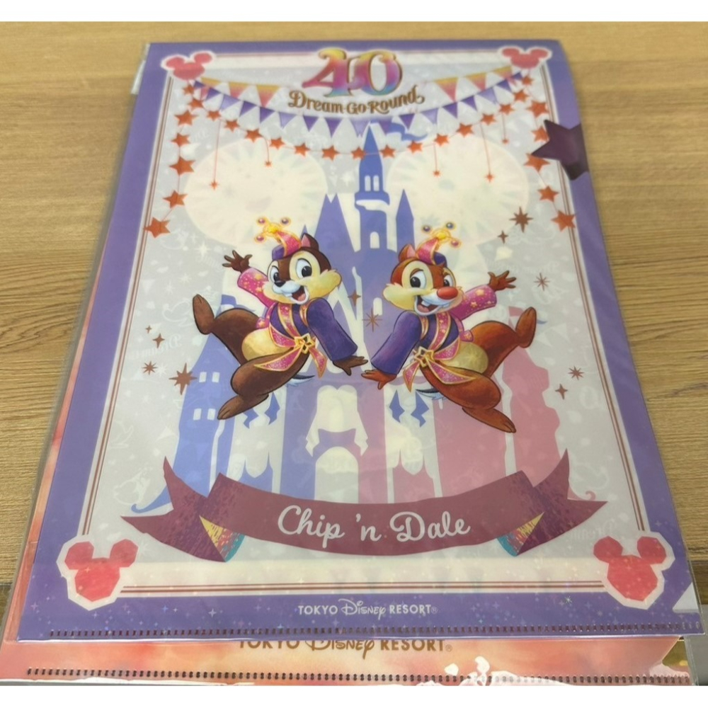 日本 東京迪士尼樂園 Disney 40週年限定 資料夾 L型夾 米奇 米妮 唐老鴨 黛絲 奇奇蒂蒂 高飛 布魯托-細節圖2