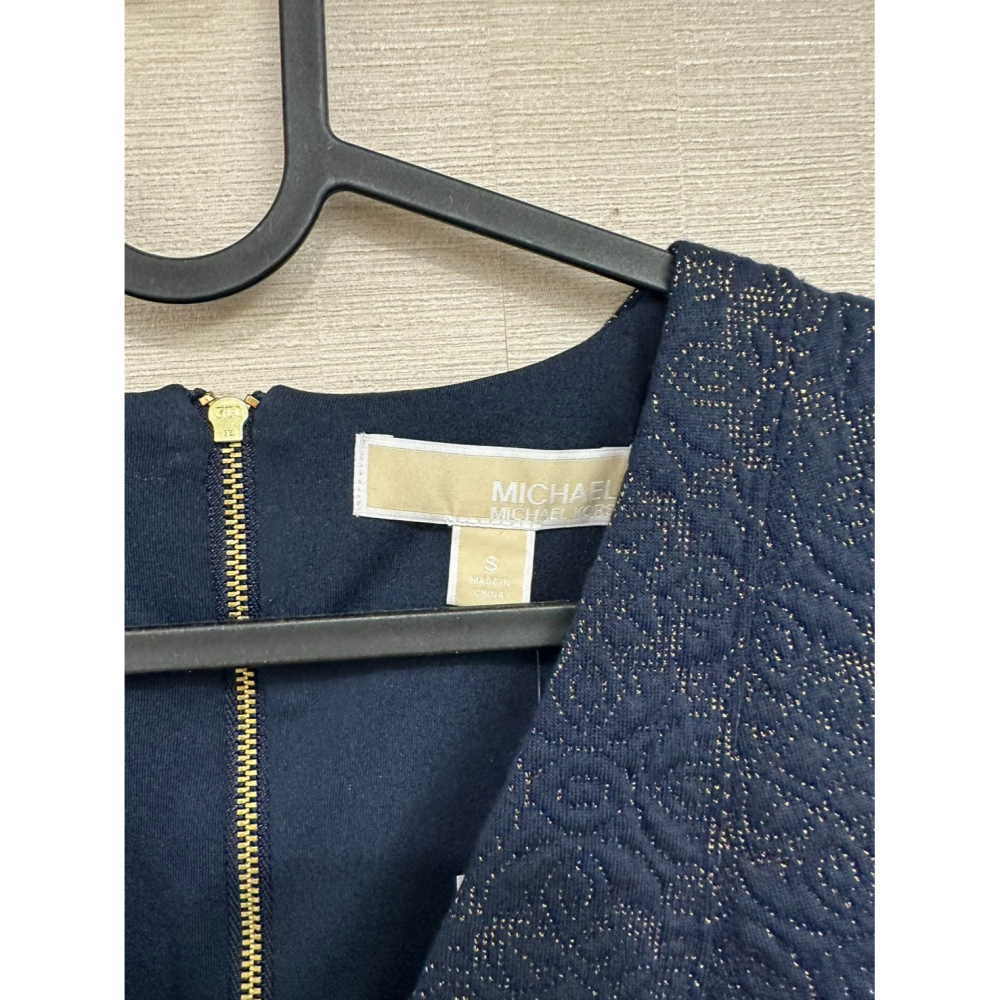 Michael Kors MK 無袖深V藍色金紋洋裝 size S-細節圖2