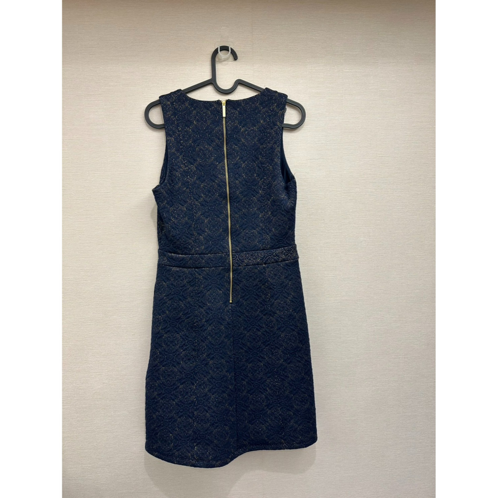 Michael Kors MK 無袖深V藍色金紋洋裝 size S-細節圖3