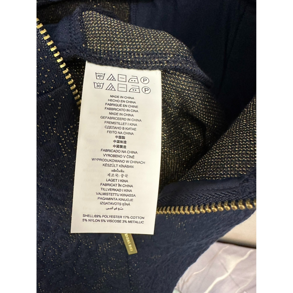 Michael Kors MK 無袖深V藍色金紋洋裝 size S-細節圖4