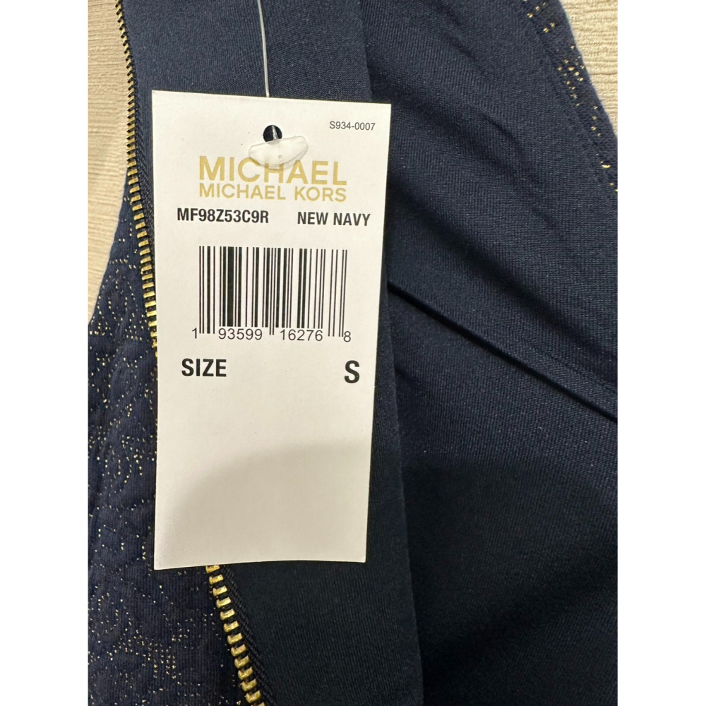 Michael Kors MK 無袖深V藍色金紋洋裝 size S-細節圖5