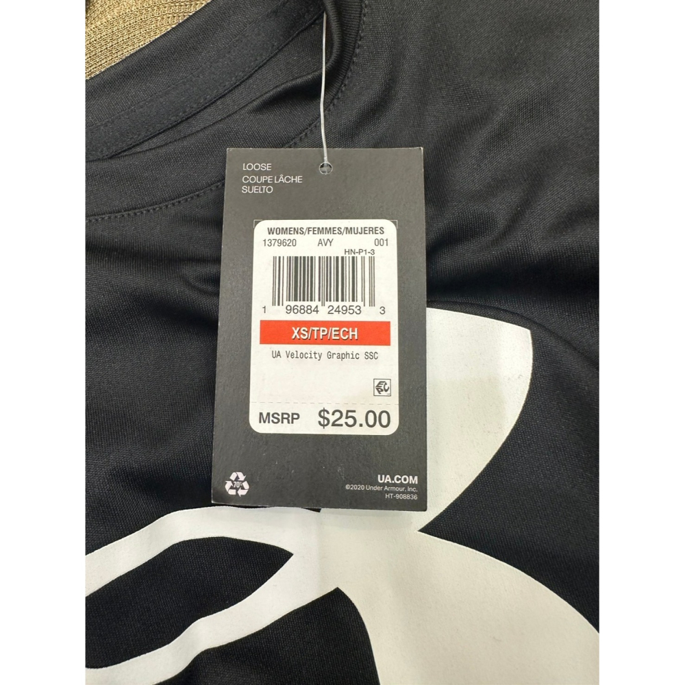 美國 Under Armour UA 女款 短袖黑色運動T恤 size XS-細節圖2