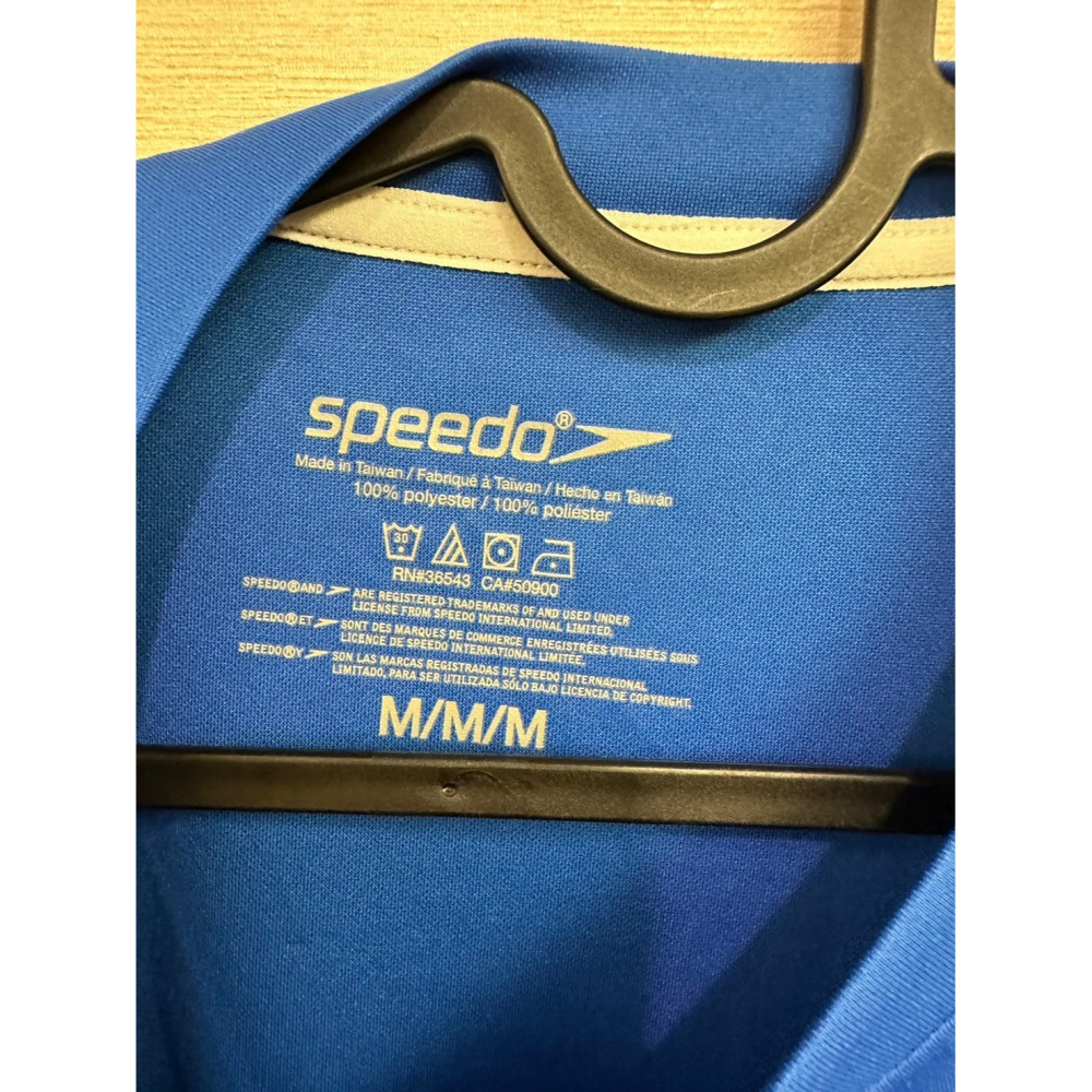 Speedo 男款 長袖藍色運動上衣 T恤  size M-細節圖4