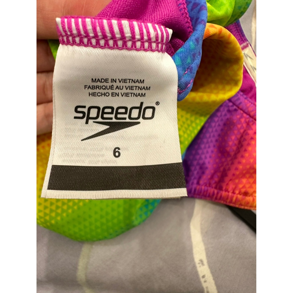 <二手> Speedo 女童 彩虹連身泳衣 泳裝 size 6-細節圖3