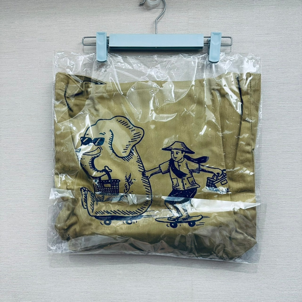 泰國 good goods 大象和草帽男孩 帆布袋 肩背袋 托特包 購物袋-細節圖2