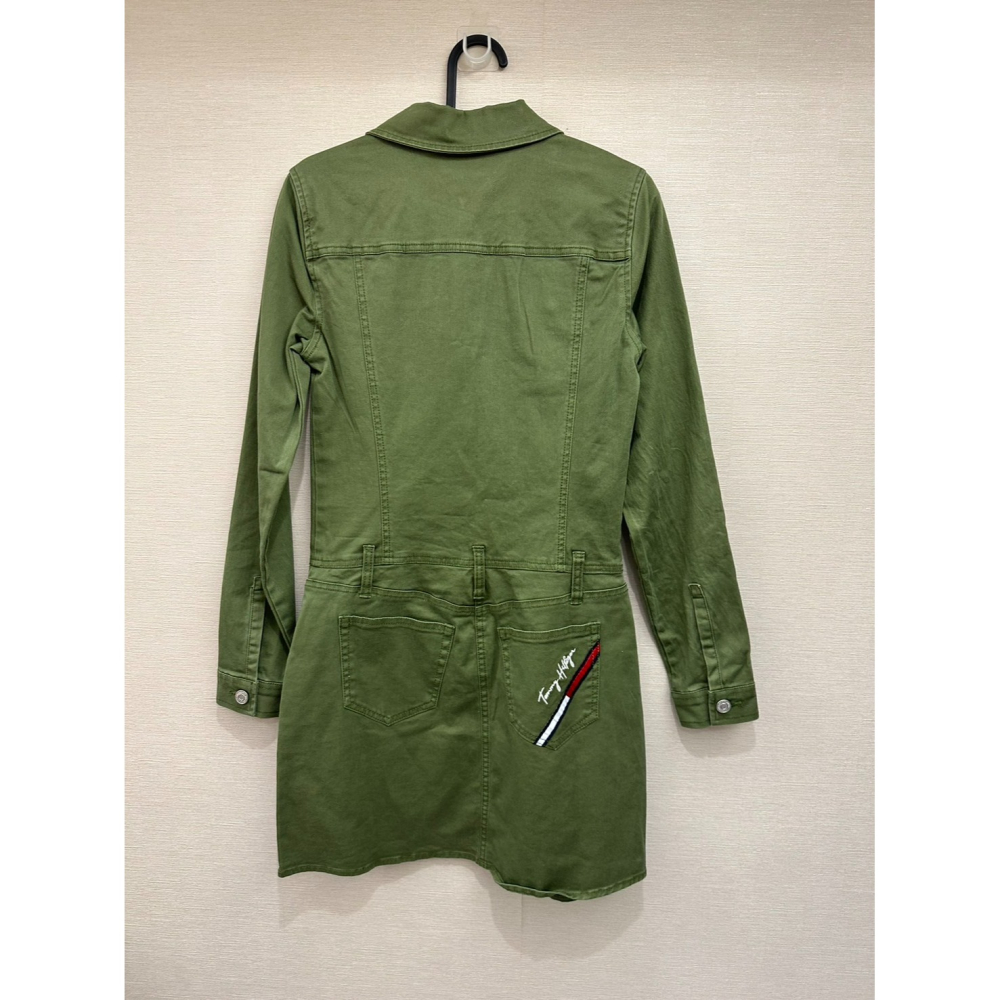 [微瑕] Tommy Hilfiger 長袖軍綠色牛仔連身裙 size XS-細節圖6