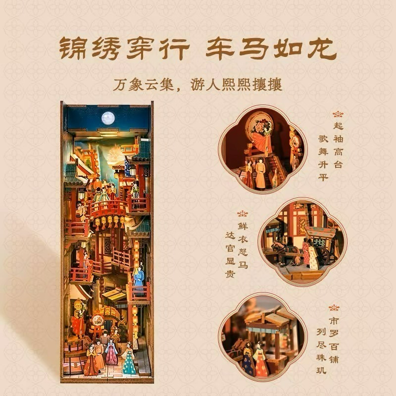 同趣 拼裝感應書立 盛唐夜宴 260PC DIY 手作 3D拼圖 立體拼裝模型-細節圖2