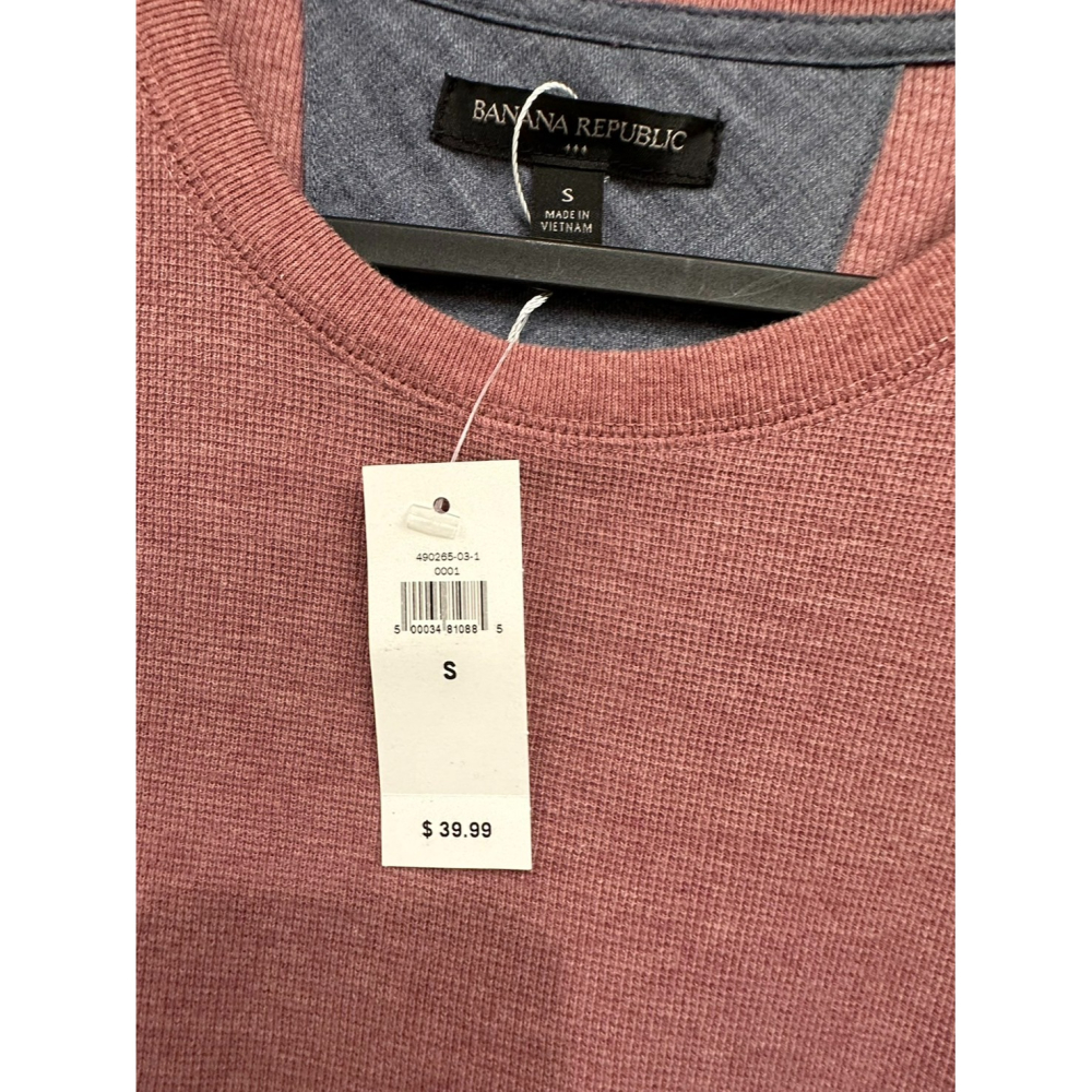 Banana Republic 男款 長袖紅色T恤 size S-細節圖3