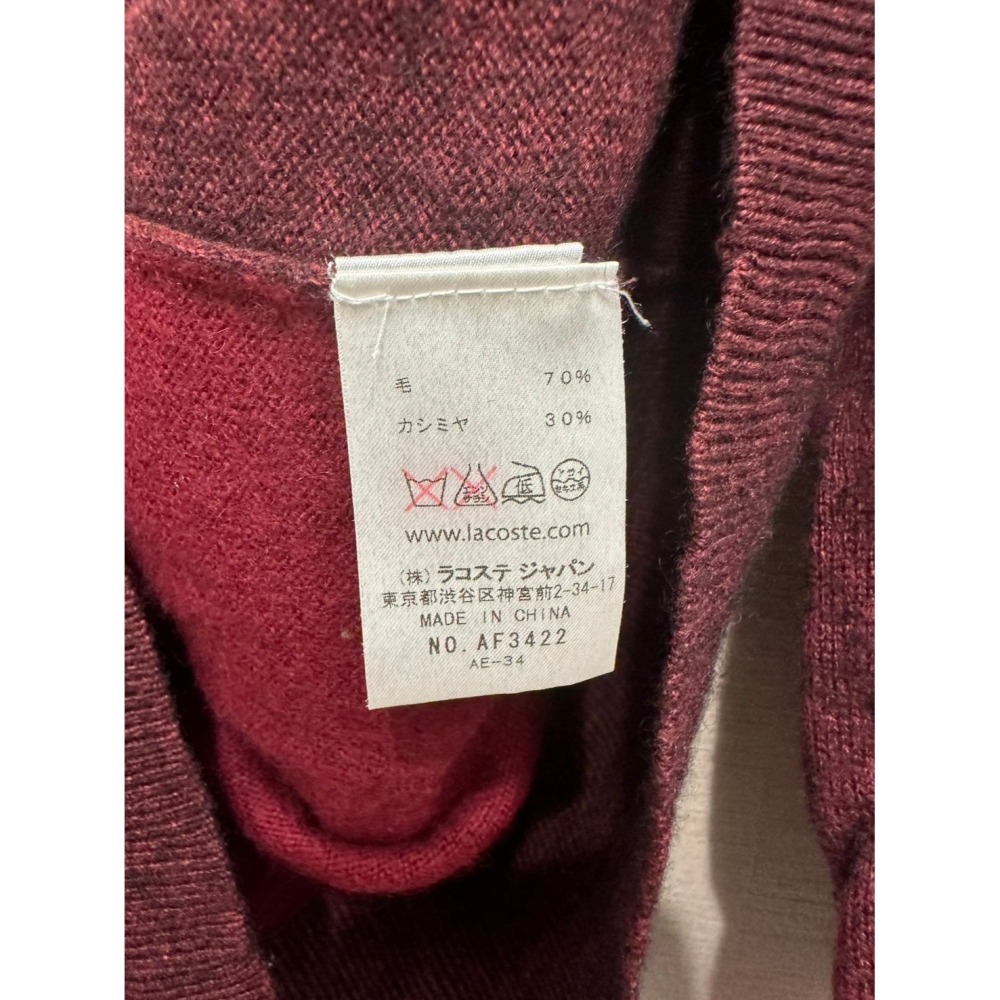 <二手> Lacoste 長袖酒紅色毛衣 size 40-細節圖4