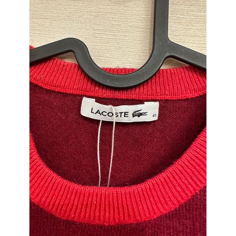 <二手> Lacoste 長袖酒紅色毛衣 size 40-細節圖5