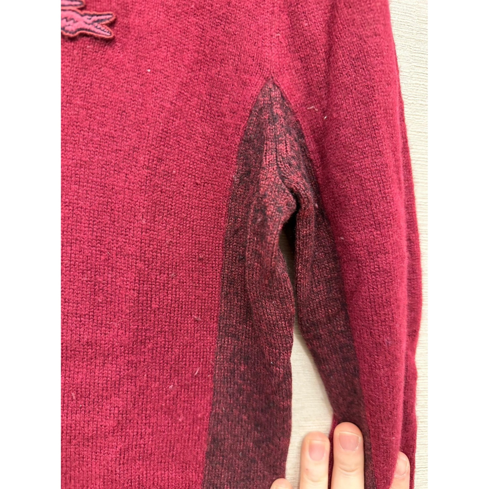 <二手> Lacoste 長袖酒紅色毛衣 size 40-細節圖8