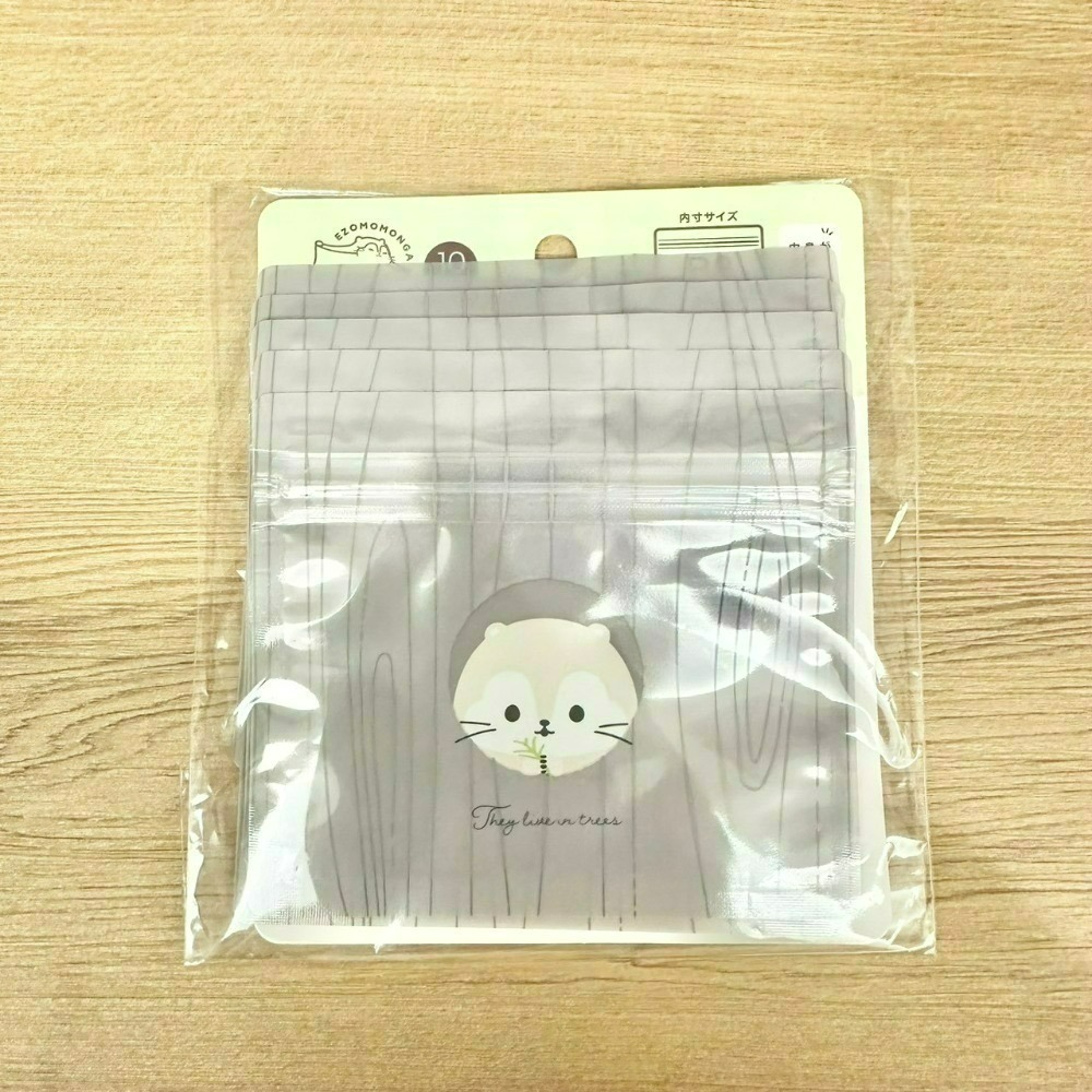 日本 Seria 百元商店 長尾山雀  ezomomonga 蝦夷鼯鼠 拉鍊透明網格收納袋 零錢包 夾鏈袋 小物收納-規格圖8