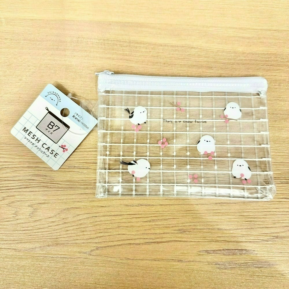 日本 Seria 百元商店 長尾山雀  ezomomonga 蝦夷鼯鼠 拉鍊透明網格收納袋 零錢包 夾鏈袋 小物收納-規格圖5