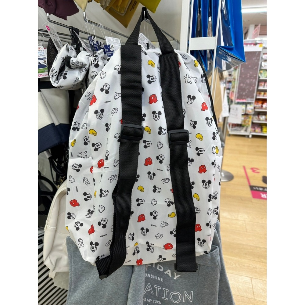 日本 大創 Daiso 百元商店 迪士尼 Disney 米奇 可收納後背包 折疊式後背包-細節圖7