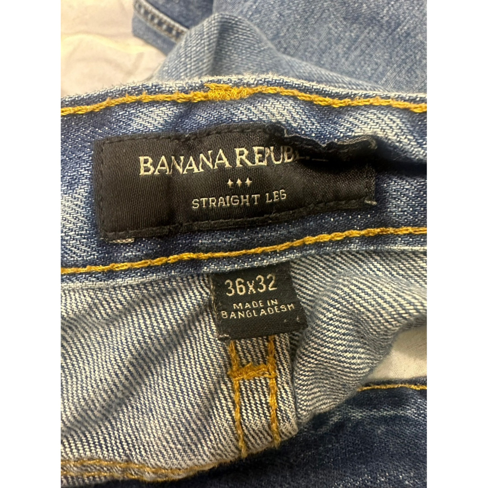 <二手> 男款 Banana Republic 刷白直筒牛仔褲 size 36*32-細節圖5