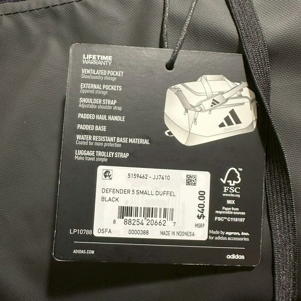 美國 adidas 行李袋 旅行袋 Defender 5 (小) 綠底白標 黑底白標 深灰白標 (大) 黑底白標-細節圖2