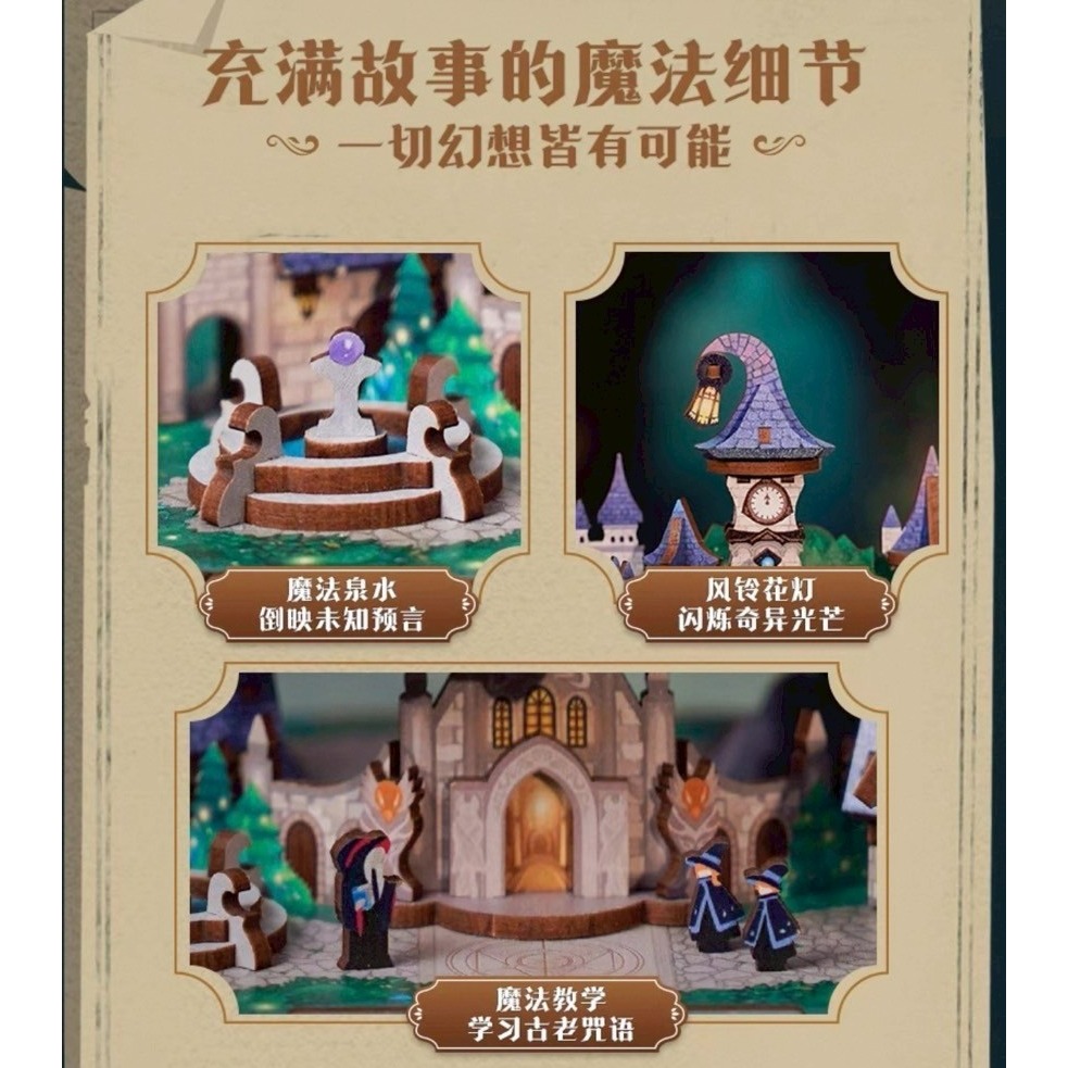 同趣 音樂盒 八音盒 魔法城堡 111PC 魔法學院經典配樂 DIY 手作 3D拼圖 立體拼裝模型-細節圖7