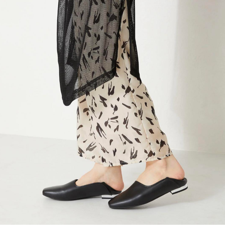 [size 39] ORiental TRaffic 不對稱剪裁穆勒鞋 2way斜口金屬跟低跟鞋 黑色-細節圖2