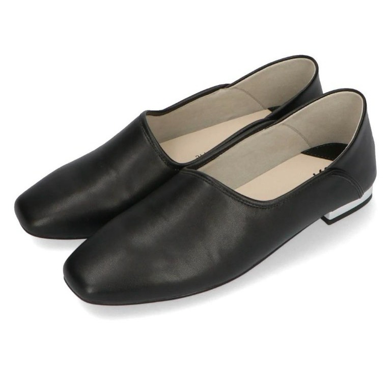 [size 39] ORiental TRaffic 不對稱剪裁穆勒鞋 2way斜口金屬跟低跟鞋 黑色-細節圖3