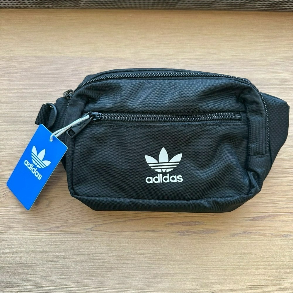 美國 adidas 黑底白標 Originals 腰包 斜背包 胸包 肩背包-細節圖8