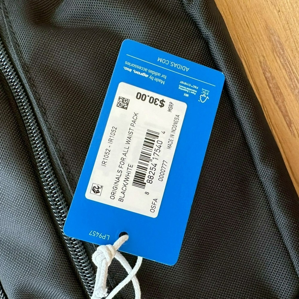 美國 adidas 黑底白標 Originals 腰包 斜背包 胸包 肩背包-細節圖9