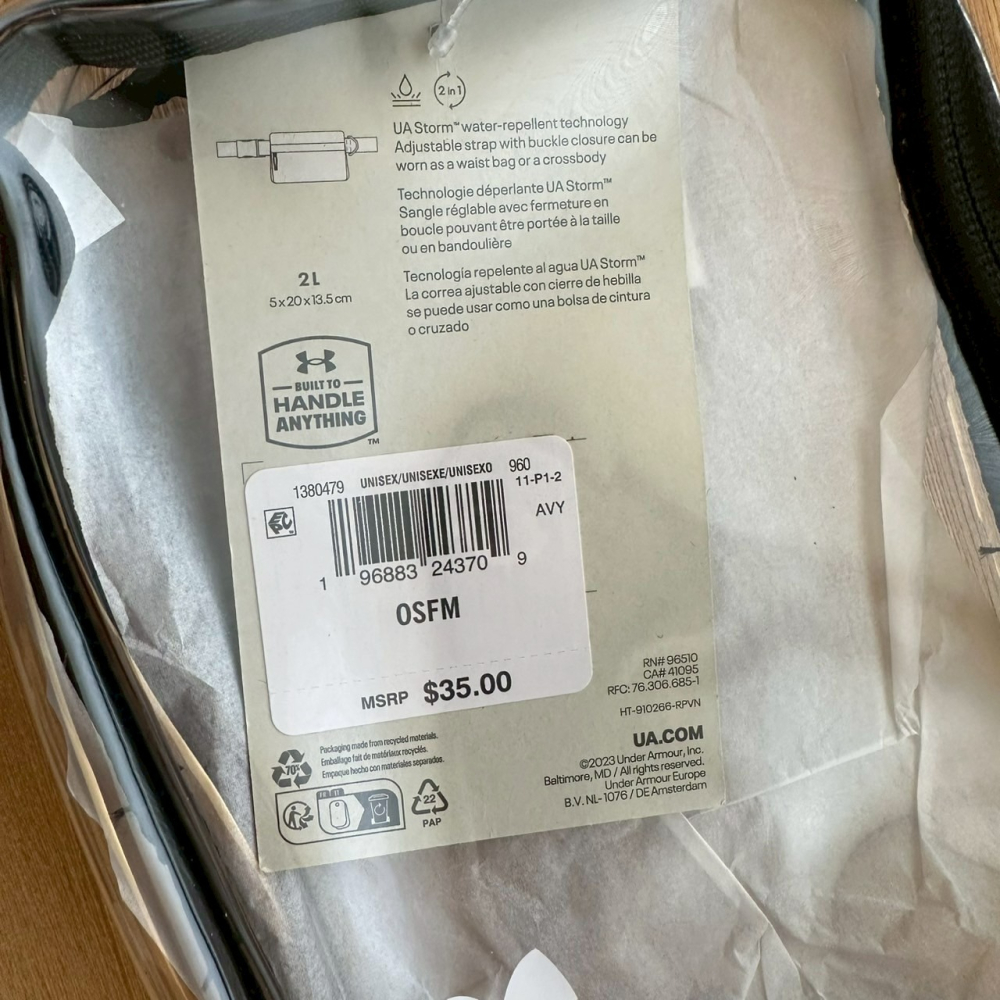 美國 UA 安德瑪 Under Armour Essential Clear 斜背包 胸包 肩背包 腰包 透明 痛包-細節圖6