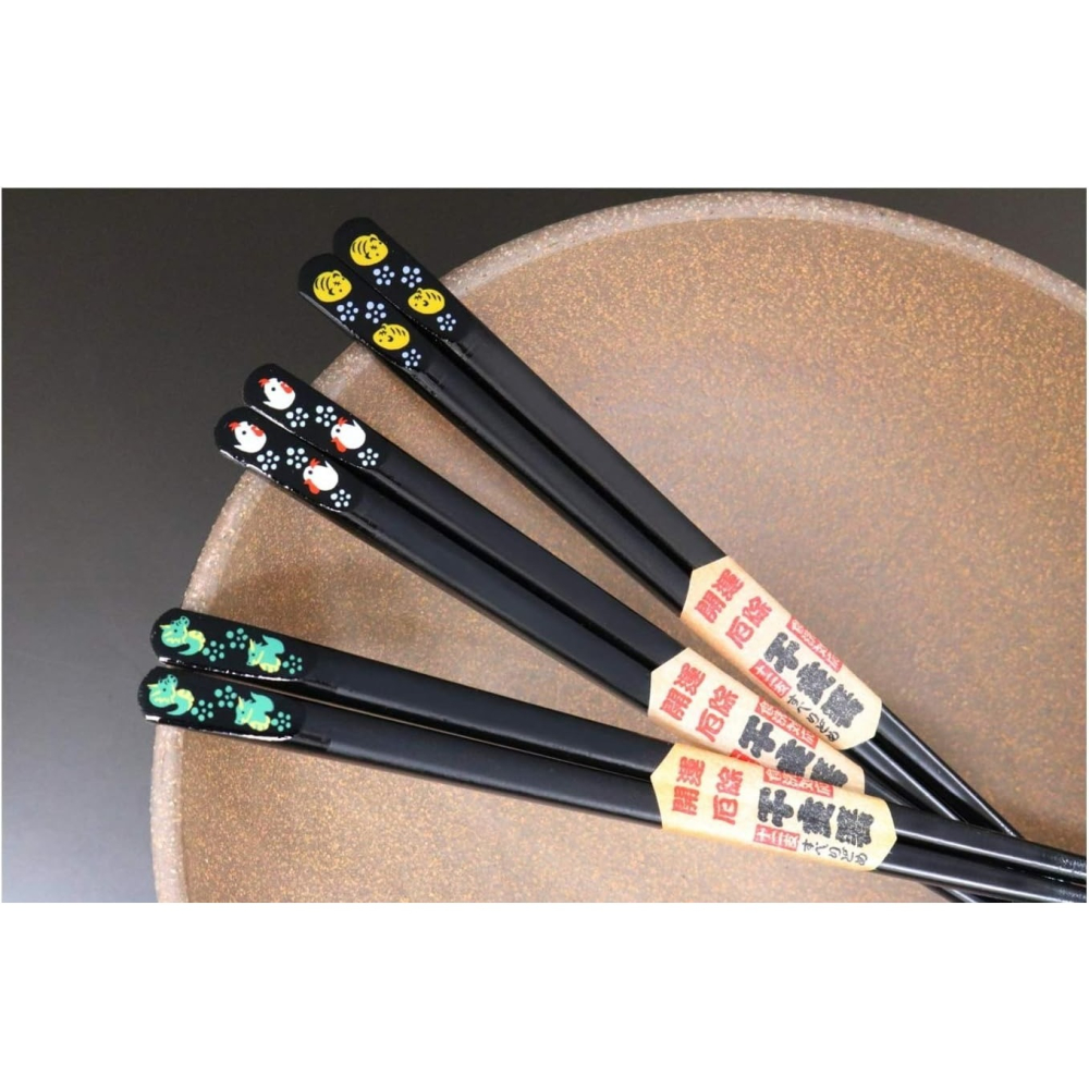 日本 遊膳 生肖筷 干支箸 天然木漆筷  筷子 漆木筷 日本製-細節圖6