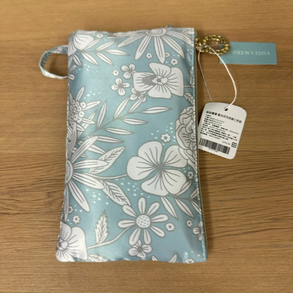 雅詩蘭黛 Estee Lauder 藍白印花收納三件組 化妝包 收納包 購物袋-細節圖4